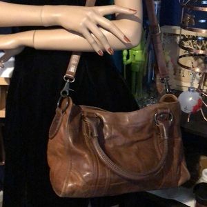 Brown leather Frye handbag